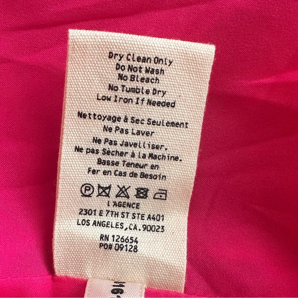 L'Agence 'Angelina' Tweed Raw-Trim Open-Front Blazer Jacket, Fuchsia Pink/Orange - Picture 9 of 9